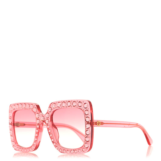 Acetate Crystal Oversize Sunglasses GG0148S Pink