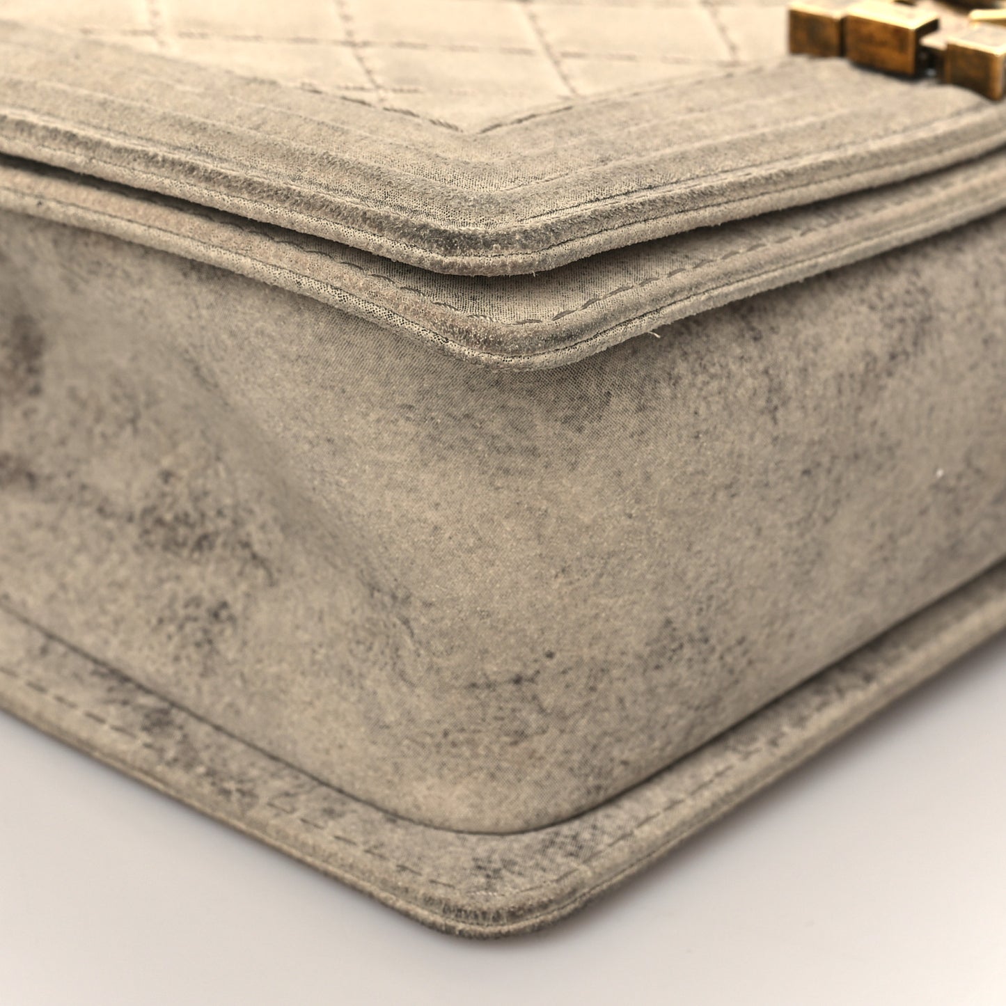 Iridescent Calfskin Quilted Medium Boy Flap Beige