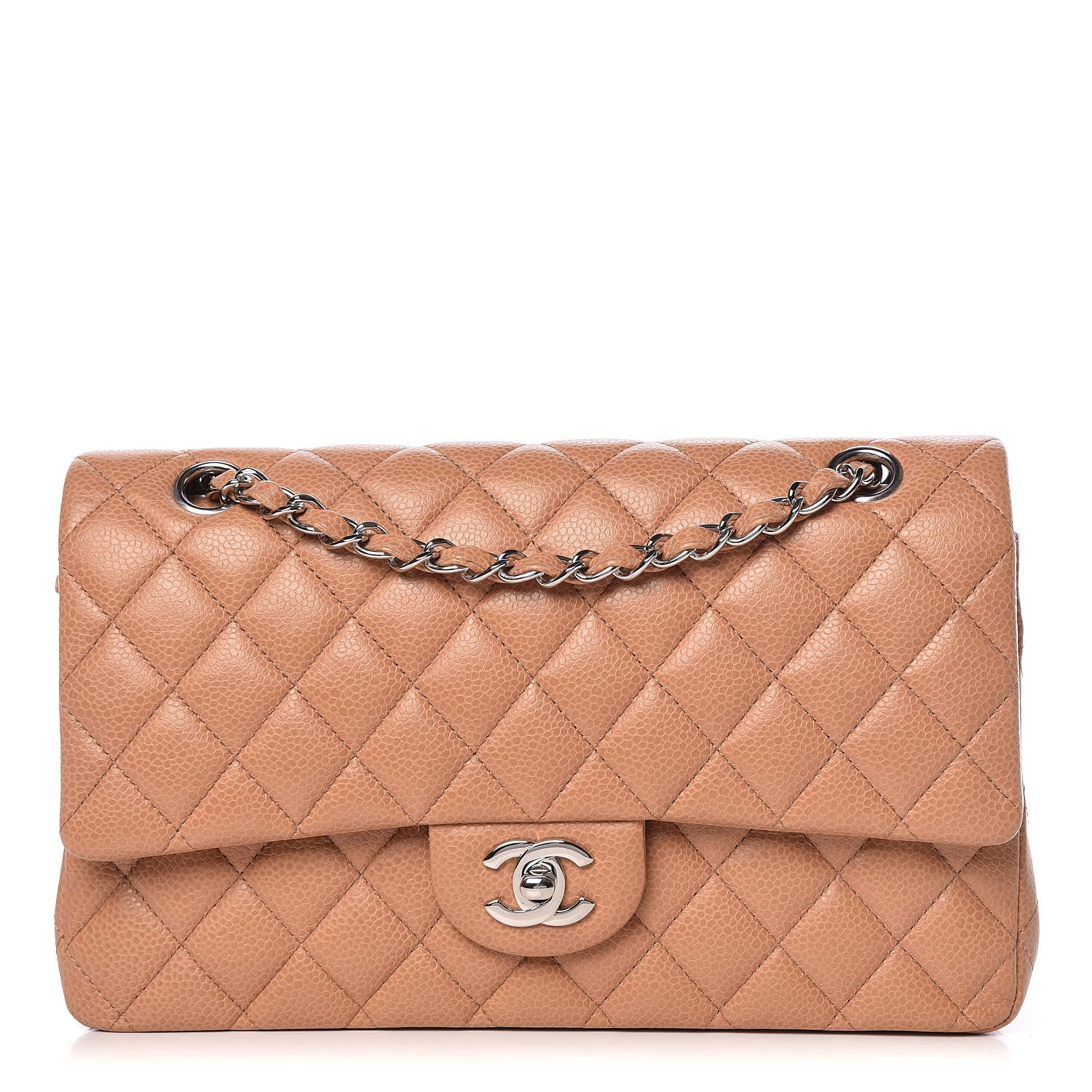 Chanel Caviar Quilted Medium Double Flap Dark Beige 1 of 10