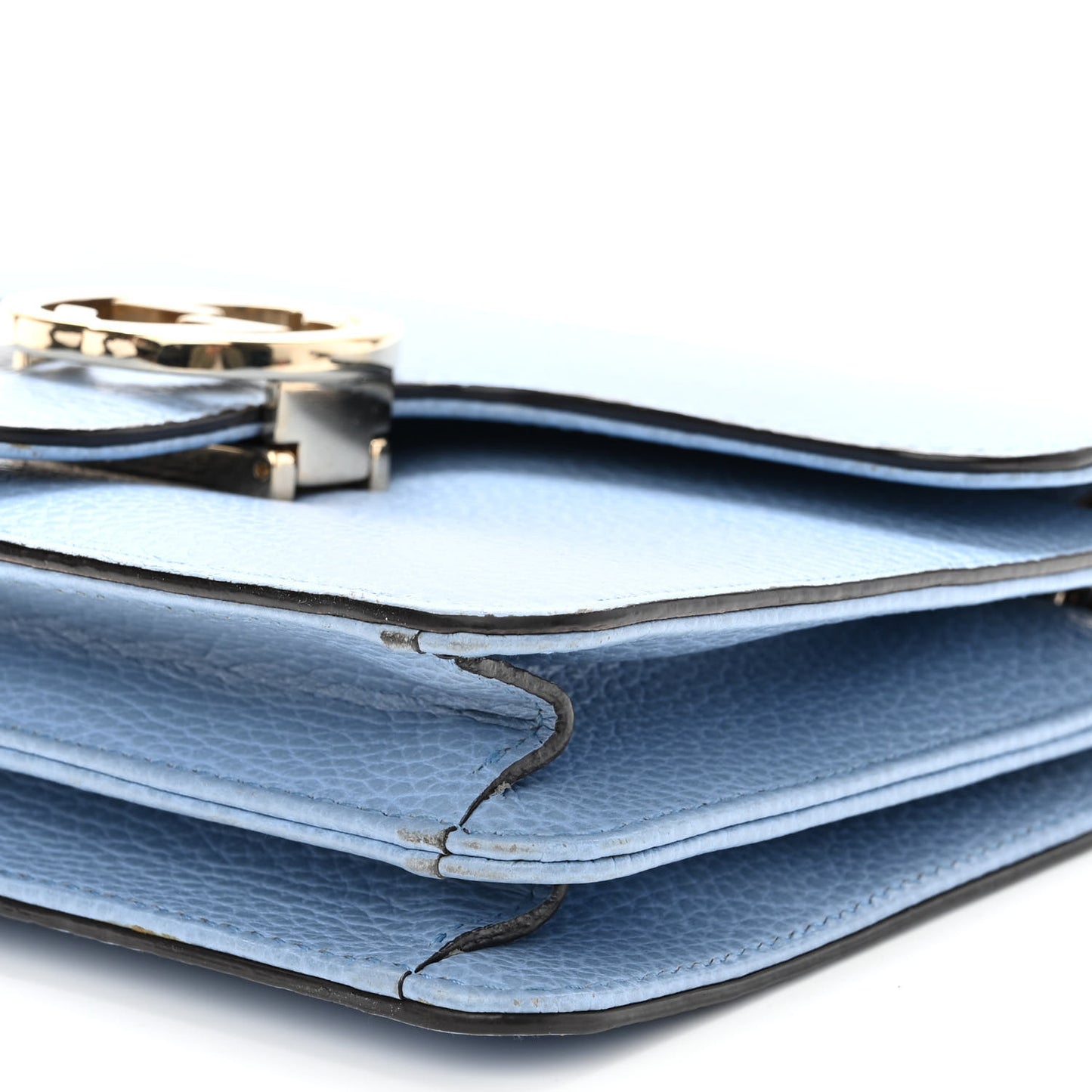 Dollar Calfskin Small Interlocking G Shoulder Bag Mineral Blue