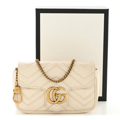 Gucci Calfskin Matelasse Super Mini GG Marmont Shoulder Bag White 15 of 15