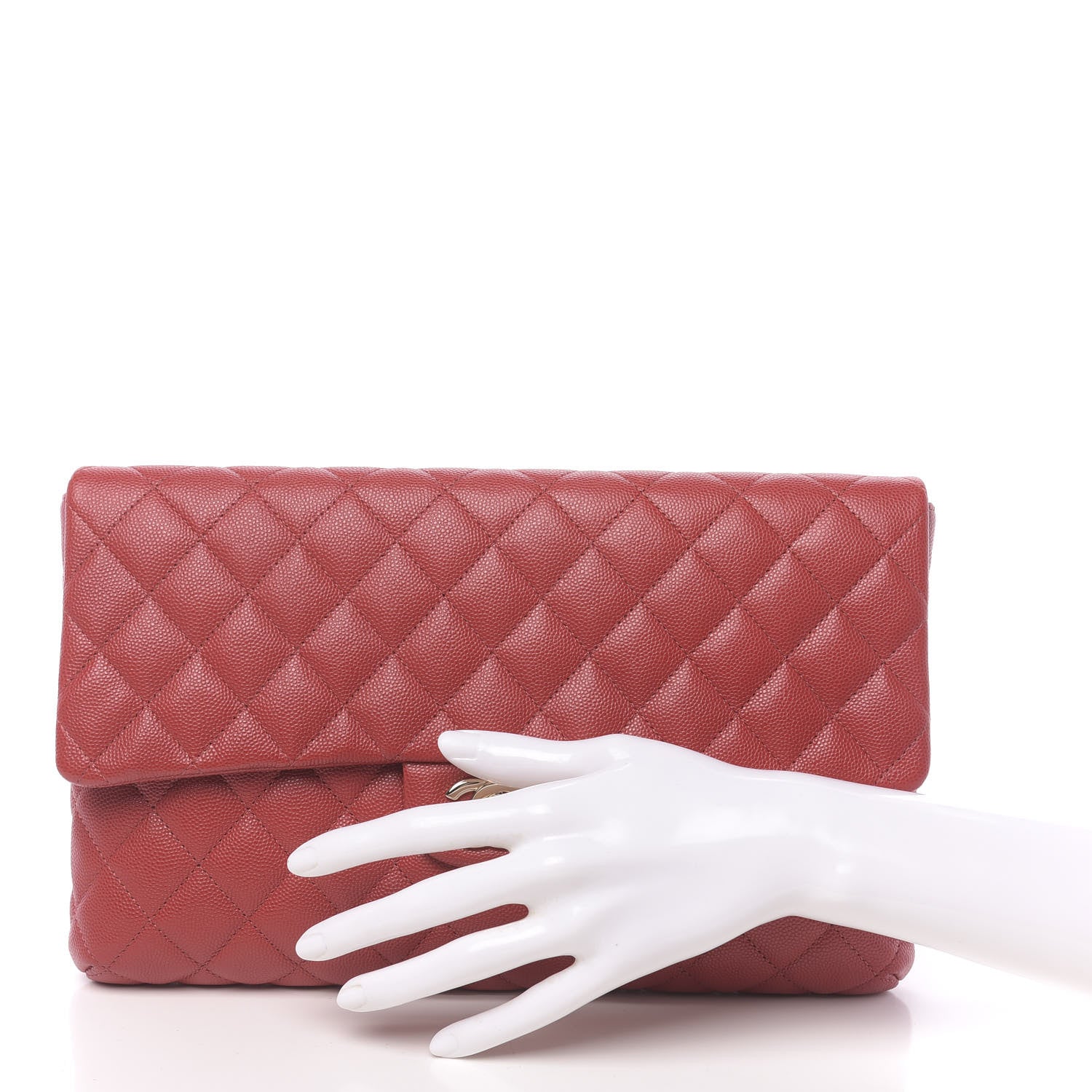 Chanel Caviar Quilted Flap Clutch Red 2 of 10