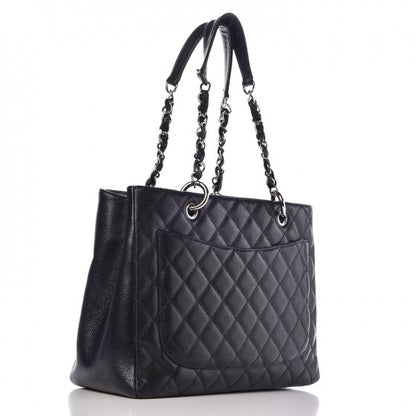 Chanel Caviar Quilted Grand Shopping Tote GST Dark Navy Blue 3 of 14