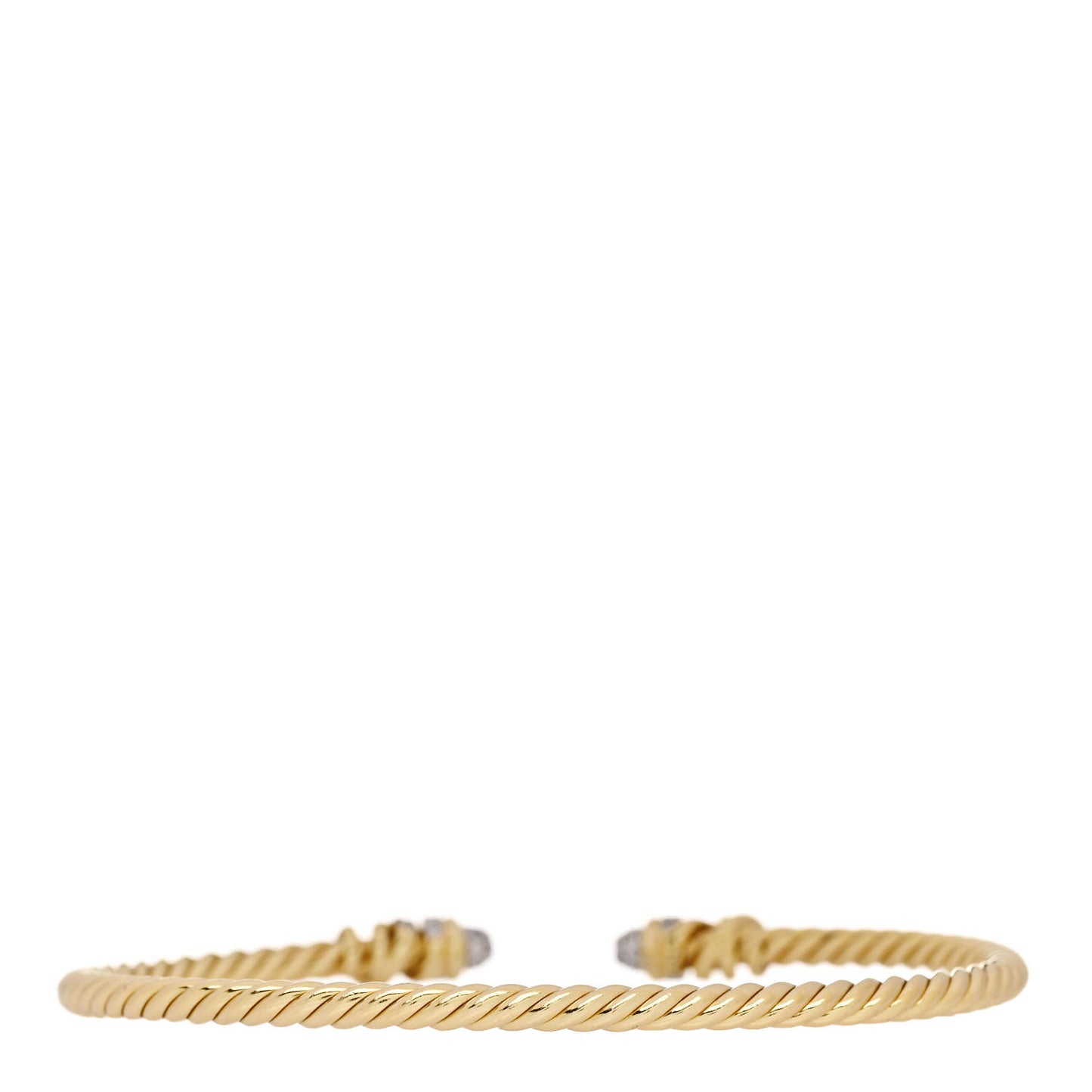 18K Yellow Gold Diamond 3mm Petite Helena Cuff Bracelet