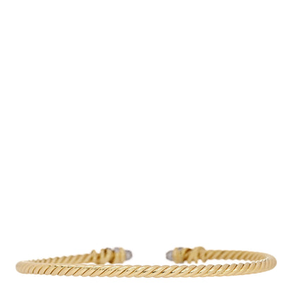 David Yurman 18K Yellow Gold Diamond 3mm Petite Helena Cuff Bracelet 2 of 5