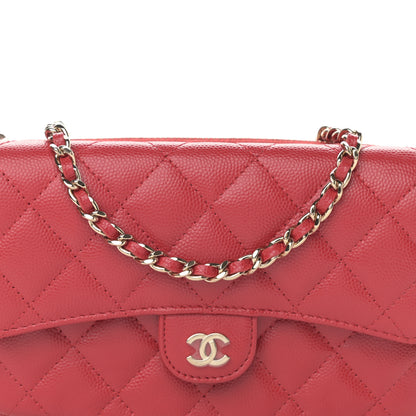 Chanel Caviar Quilted Flap Phone Holder With Chain Red 10 of 13