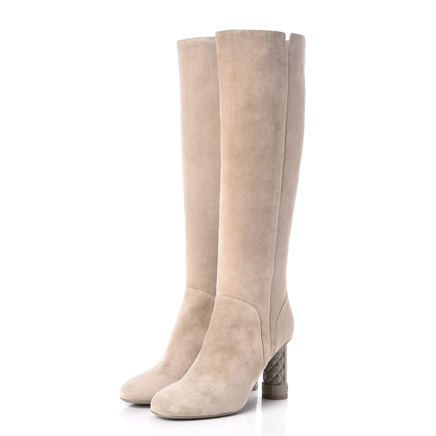 Suede Calfskin High Boots 40.5 Light Beige