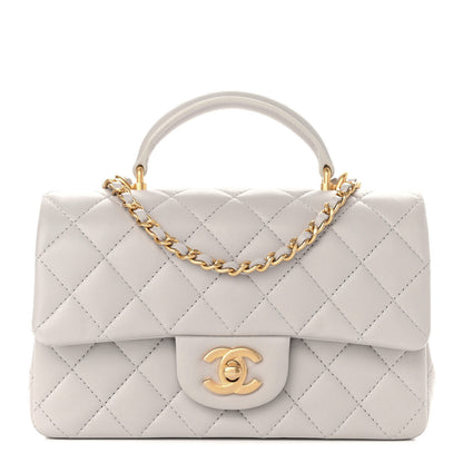 Chanel Lambskin Quilted Mini Top Handle Rectangular Flap Grey 1 of 8