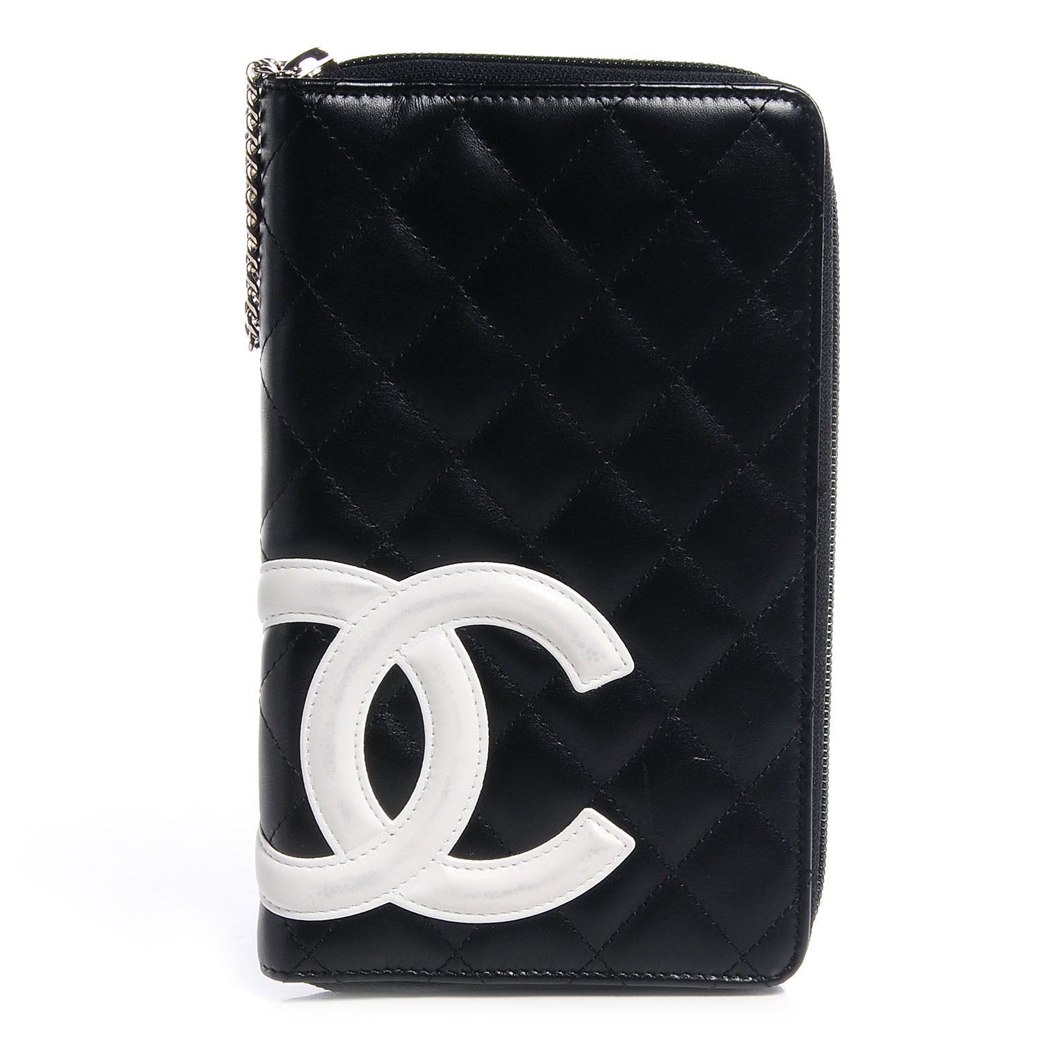 Chanel Calfskin Cambon Zip Around Organizer Wallet Black White 1 of 9