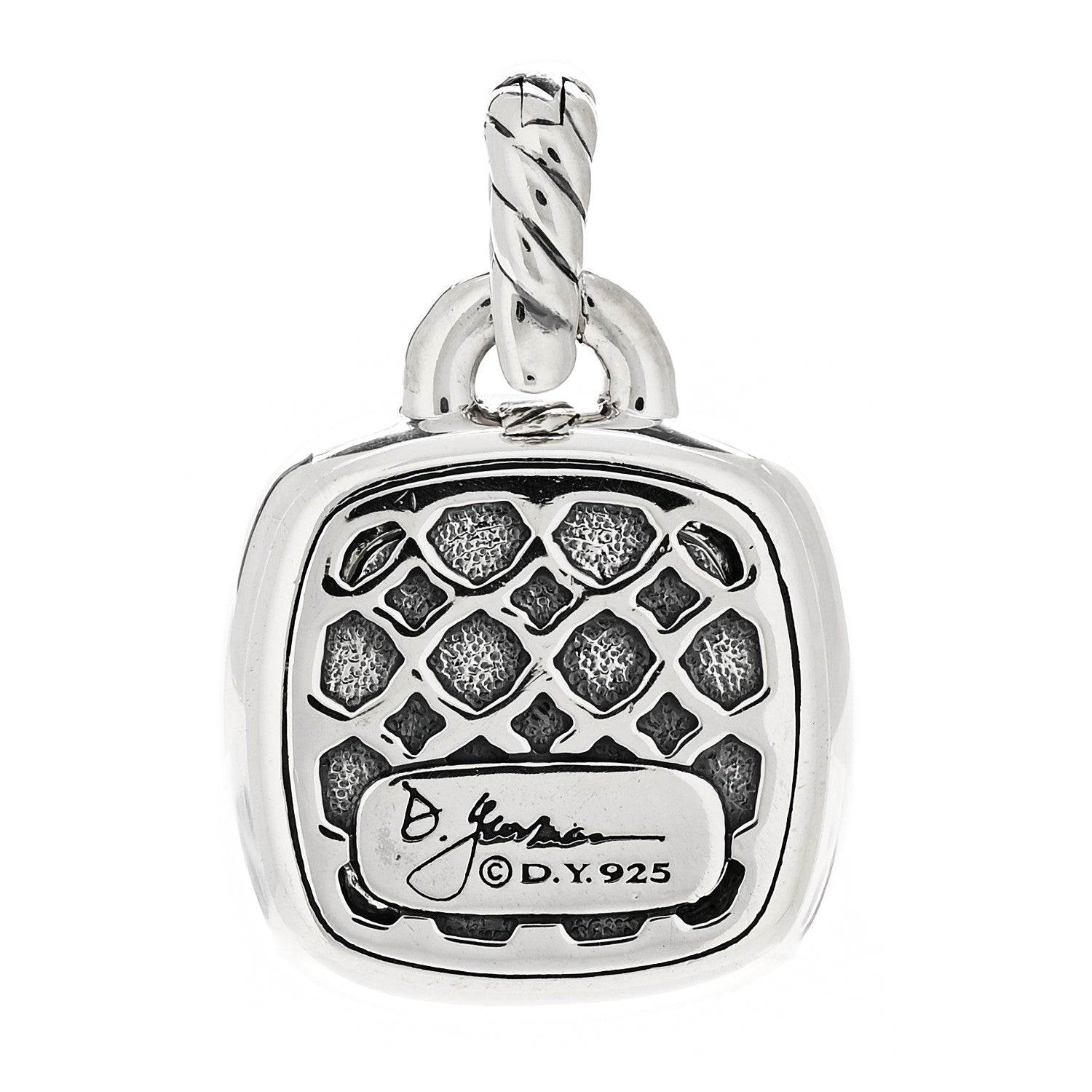 David Yurman Sterling Silver Diamond Prasiolite 14mm Albion Pendant 3 of 4