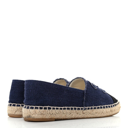 Chanel Denim Toile CC Espadrilles 40 Navy Black 4 of 7