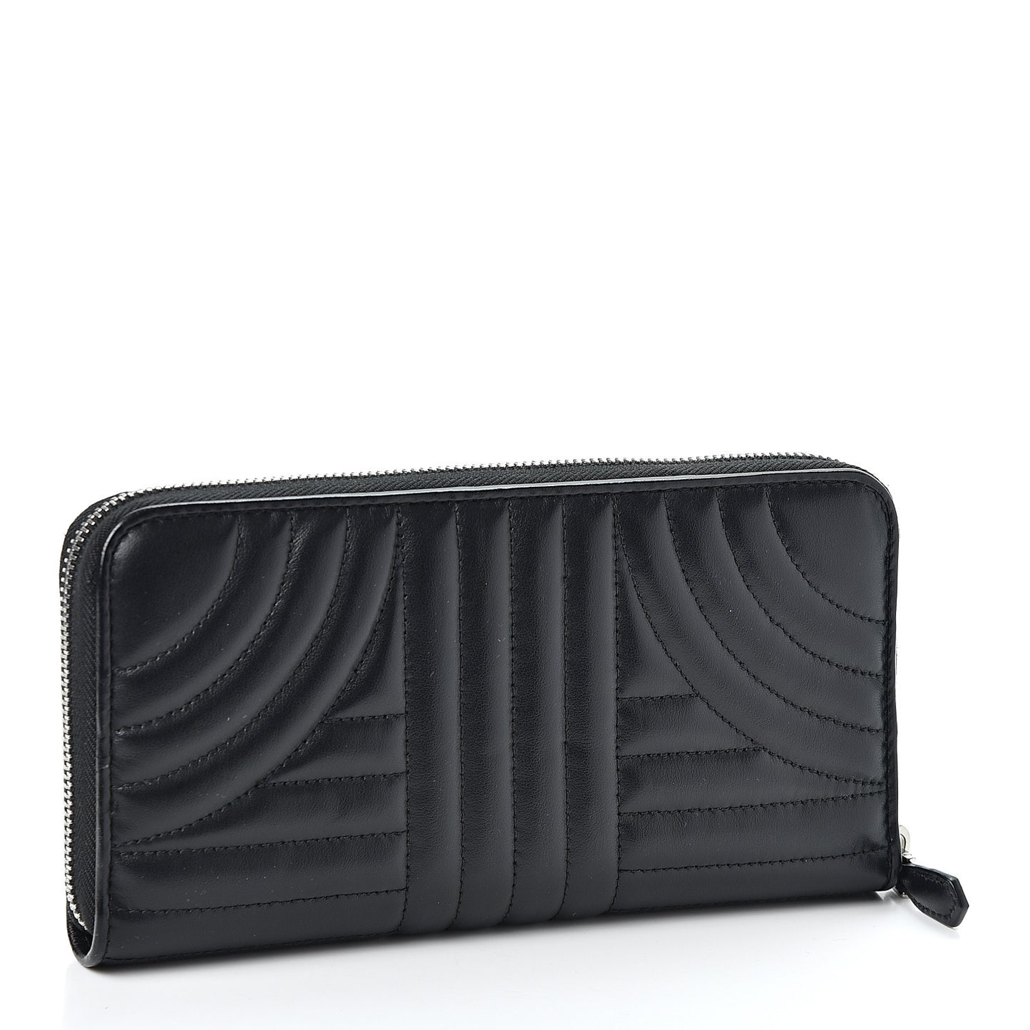 Soft Calfskin Diagramme Zip Around Wallet Black