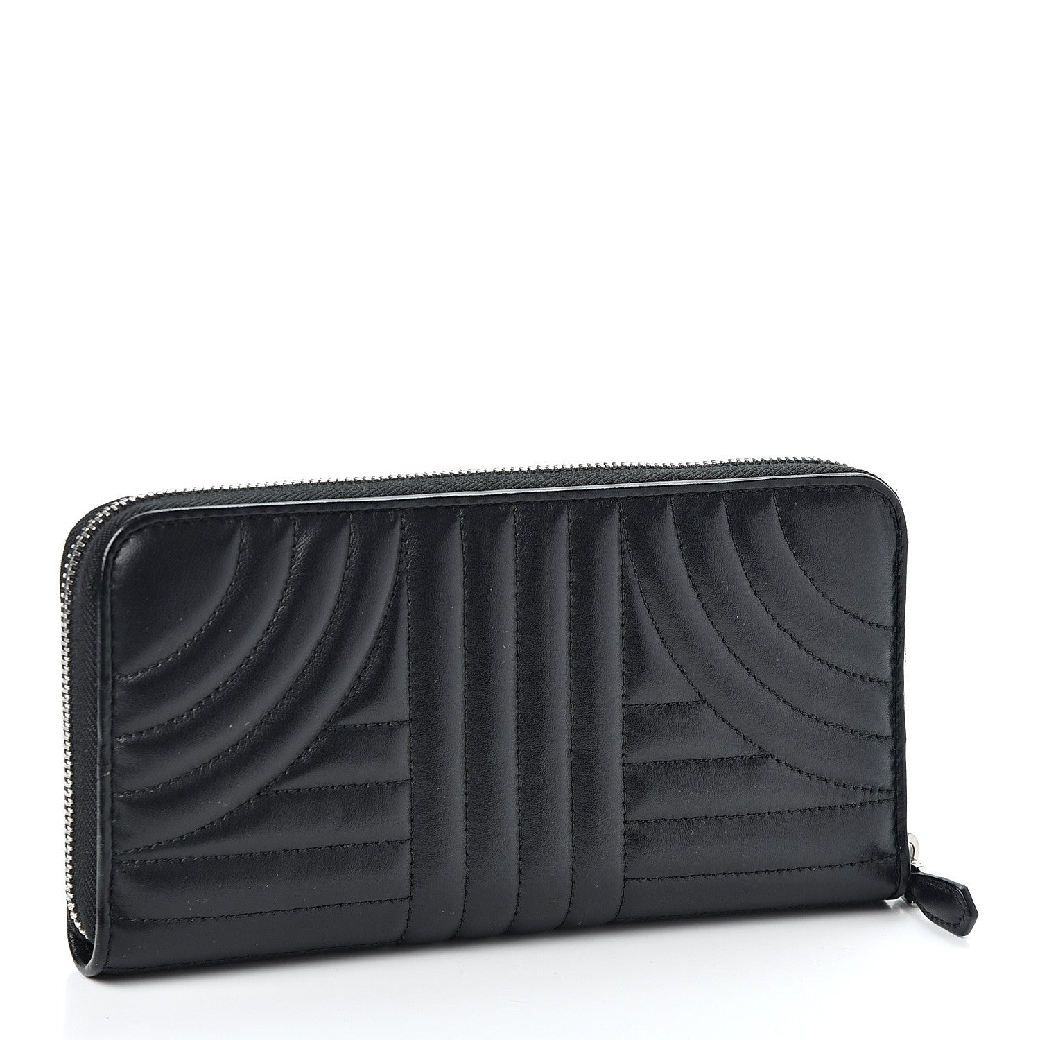 Prada Soft Calfskin Diagramme Zip Around Wallet Black 2 of 8