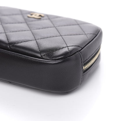 Chanel Lambskin Quilted Small Curvy Pouch Cosmetic Case Black 9 of 9