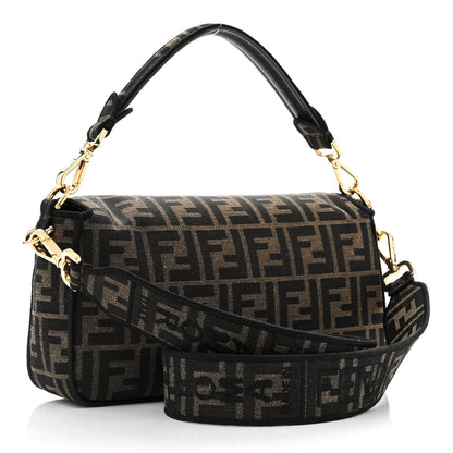 Fendi Fabric Jacquard FF 1974 Medium Baguette Tobacco Moro Black 3 of 10