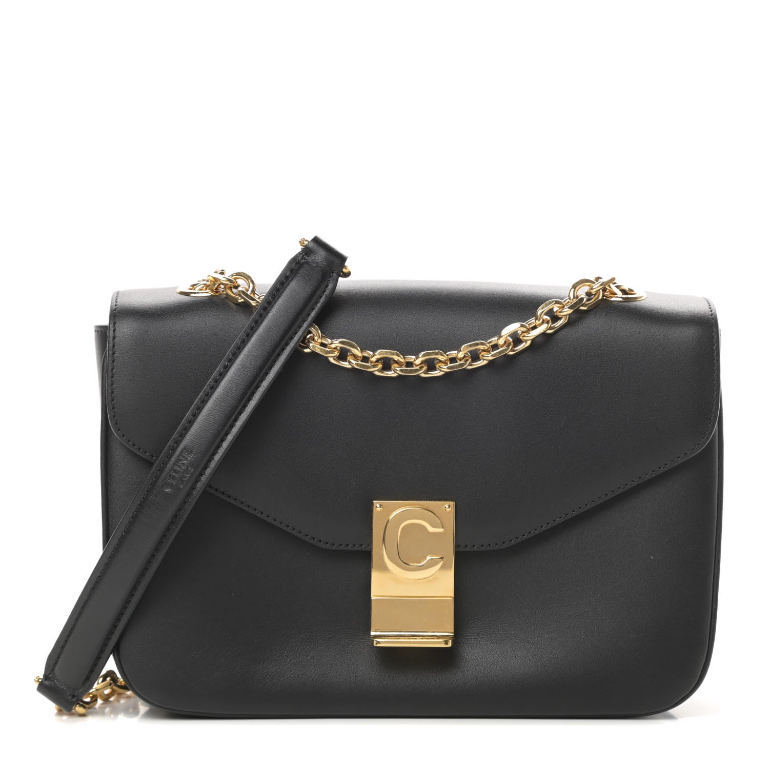 Celine Shiny Calfskin Medium C Bag Black 741982 – FASHIONPHILE