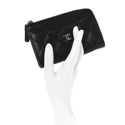 Chanel Lambskin Quilted Zip Card Holder Black 2 of 7