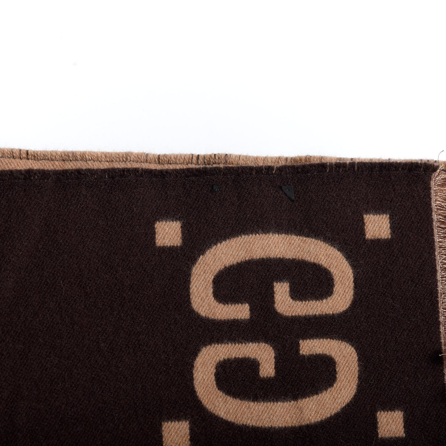 Wool Silk Monogram Jumbo GG Freedom Scarf Dark Brown Beige