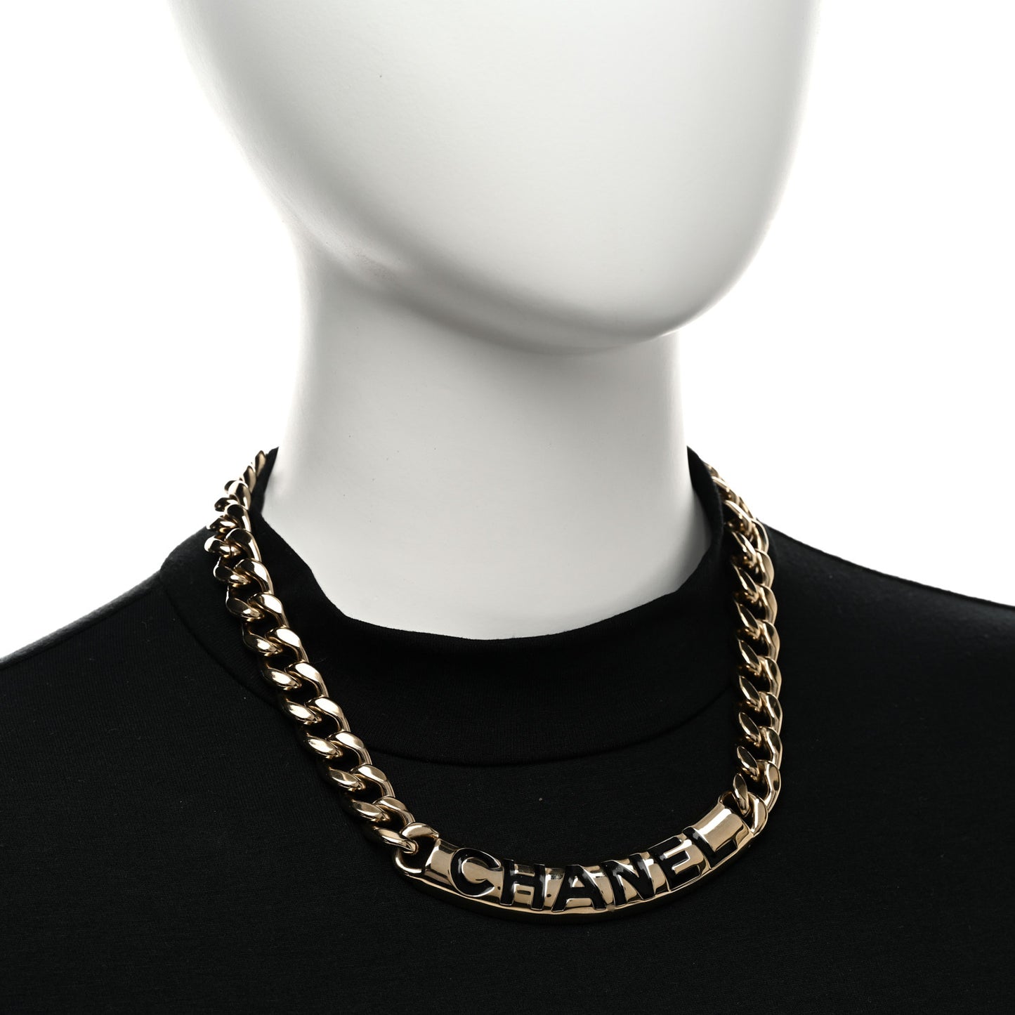 Enamel Chain Logo Choker Necklace Gold Black