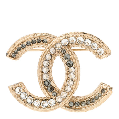 Chanel Crystal CC Brooch Pin Light Gold 1 of 4