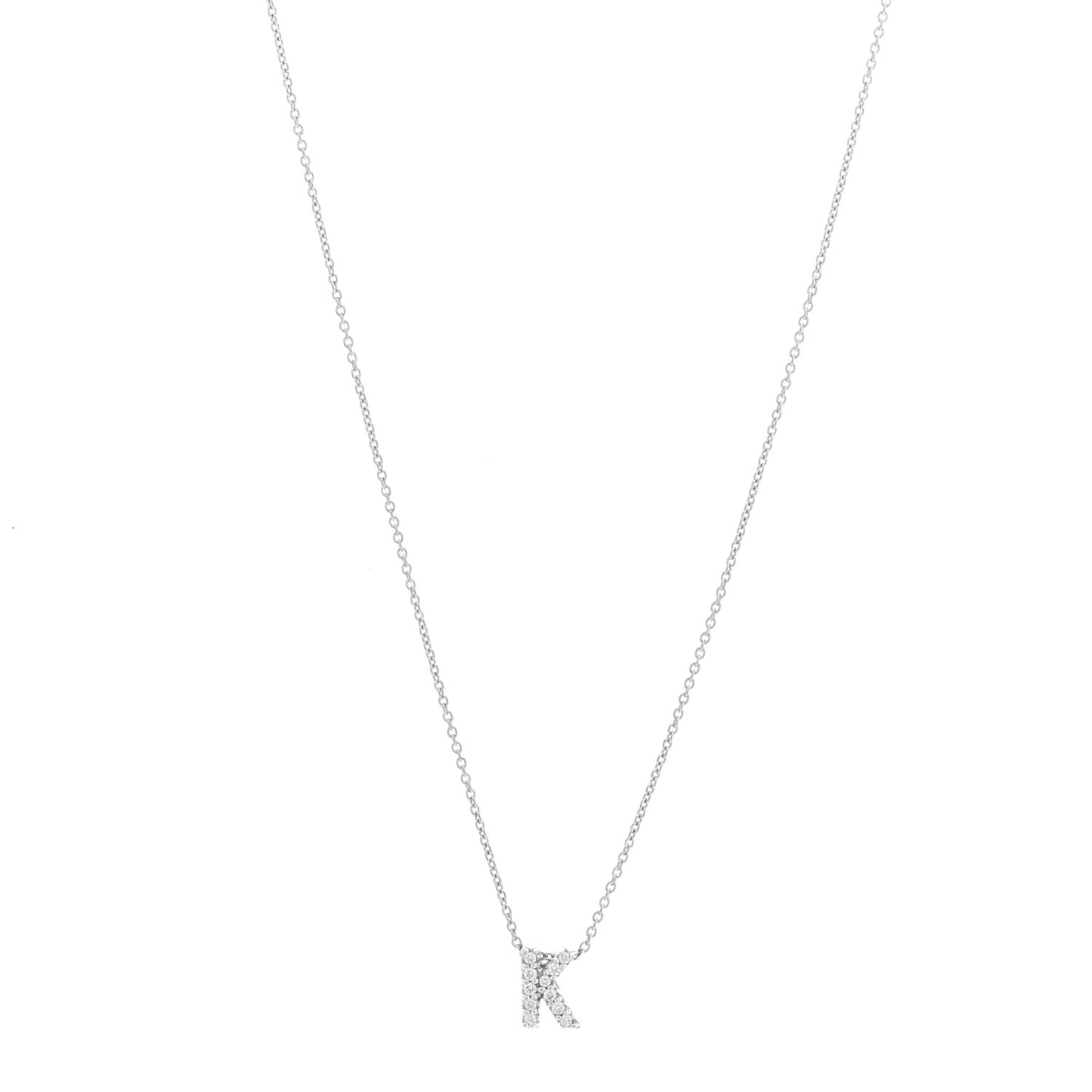18K White Gold Diamond Love Letter K Pendant Necklace