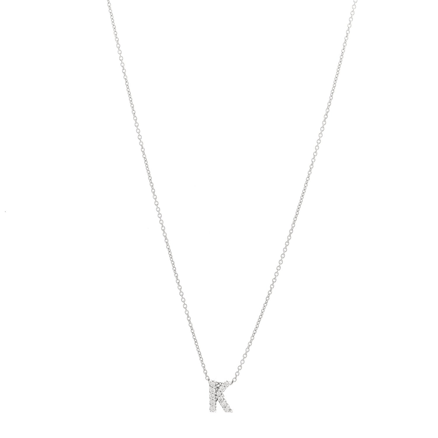 Roberto Coin 18K White Gold Diamond Love Letter K Pendant Necklace 1 of 4