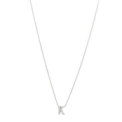 Roberto Coin 18K White Gold Diamond Love Letter K Pendant Necklace 1 of 4