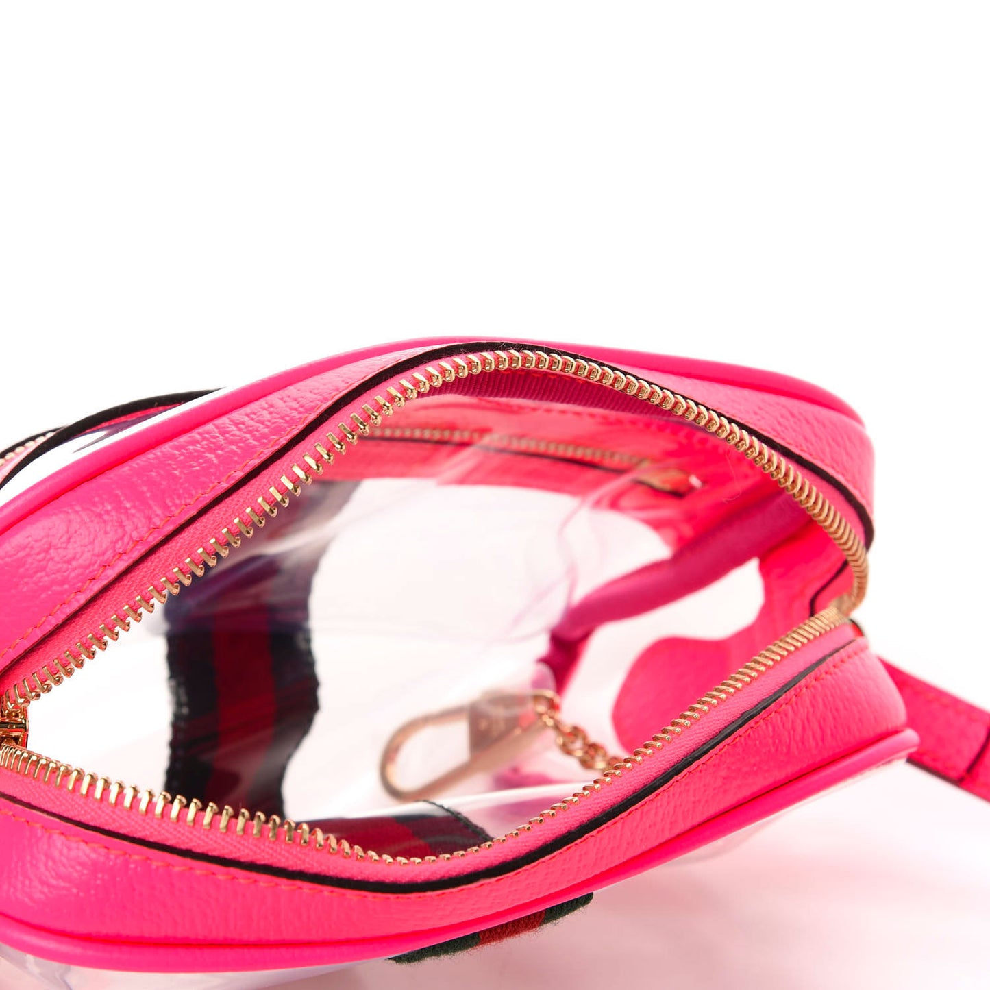 Vinyl Web Mini Ophidia Transparent Shoulder Bag Fluorescent Fuchsia