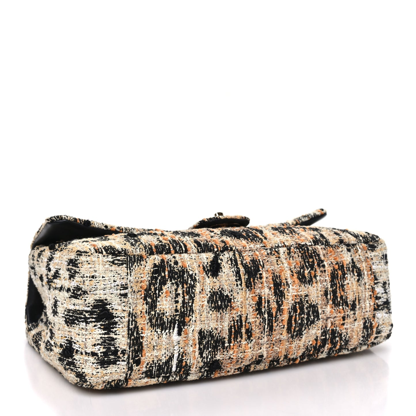 Tweed Mixed Fibers Leopard Print Small Souplissimo Maxi Flap Brown Black White