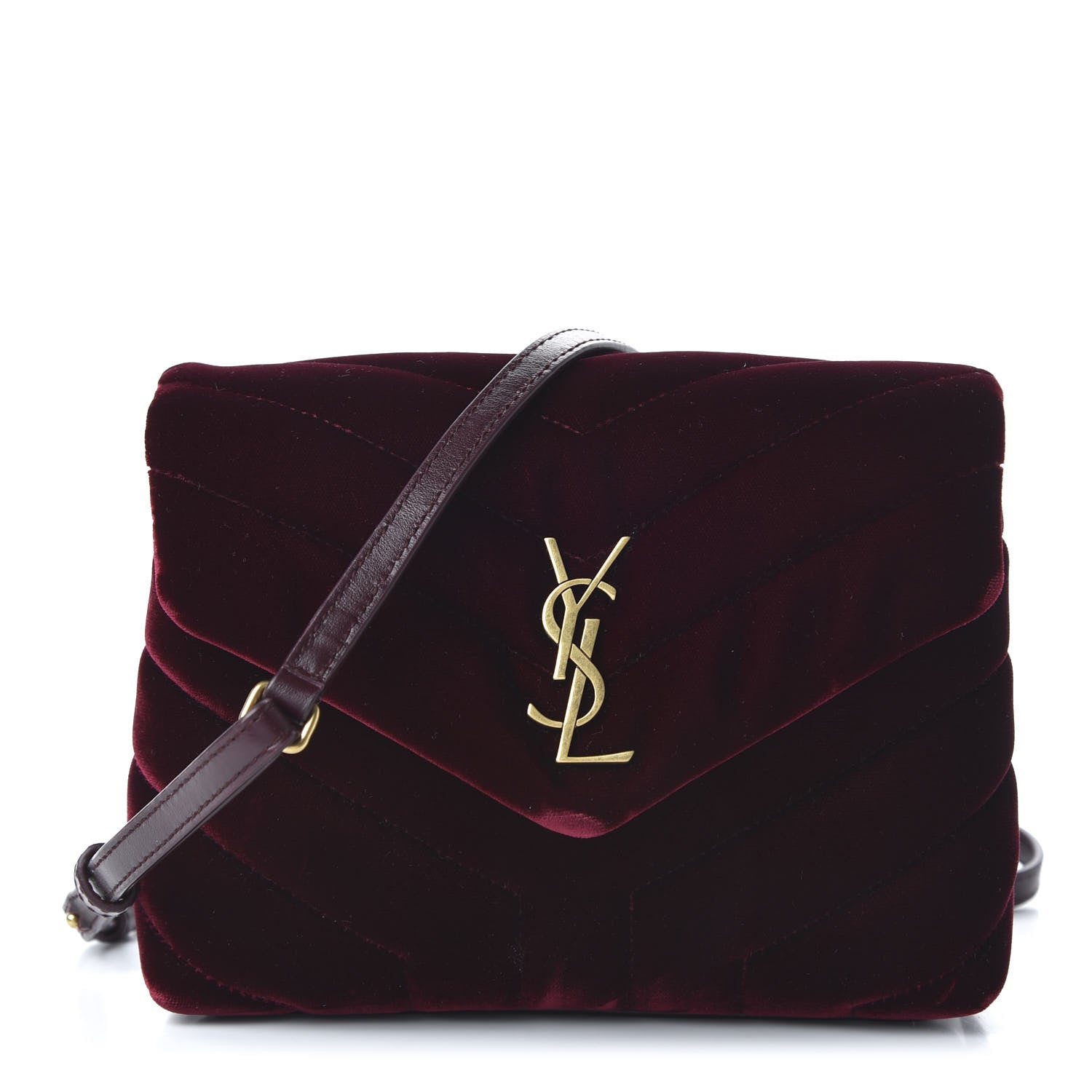 Saint Laurent Velvet Y Quilted Monogram Toy Loulou Crossbody Bag French Burgundy 1 of 10