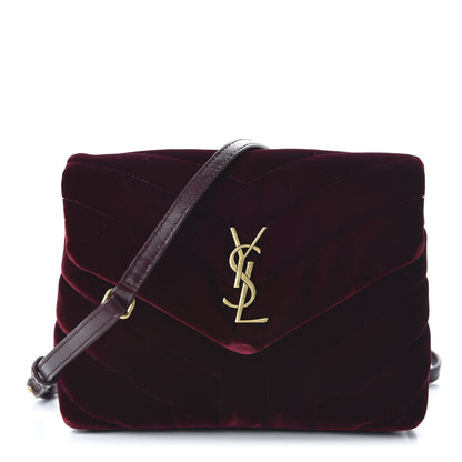 Saint Laurent Velvet Y Quilted Monogram Toy Loulou Crossbody Bag French Burgundy 1 of 10