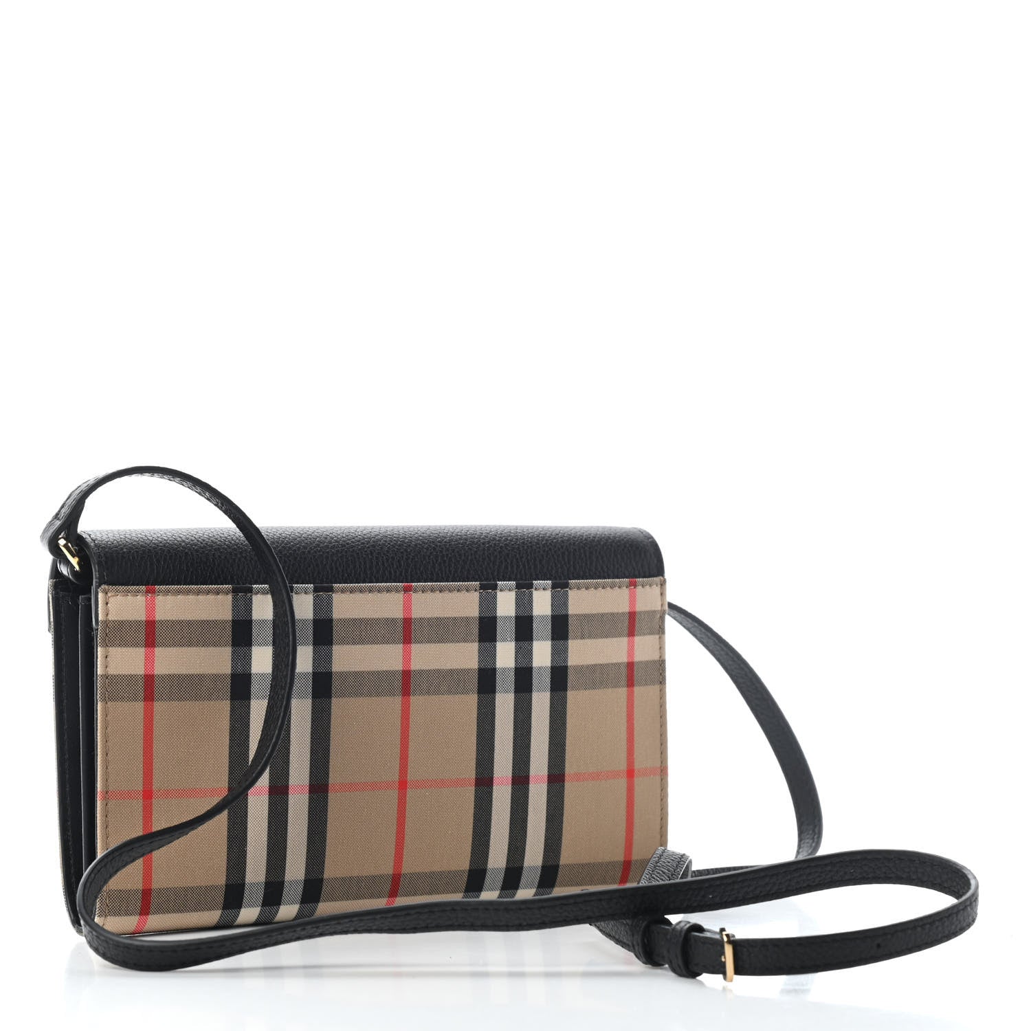 Burberry Grainy Calfskin Vintage Check Wallet With Detachable Strap Black 2 of 8