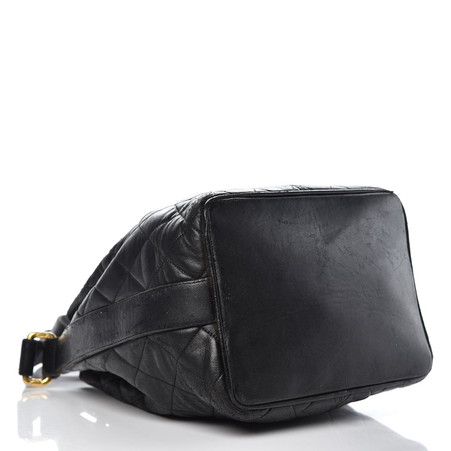 Lambskin Quilted Drawstring Bag Black