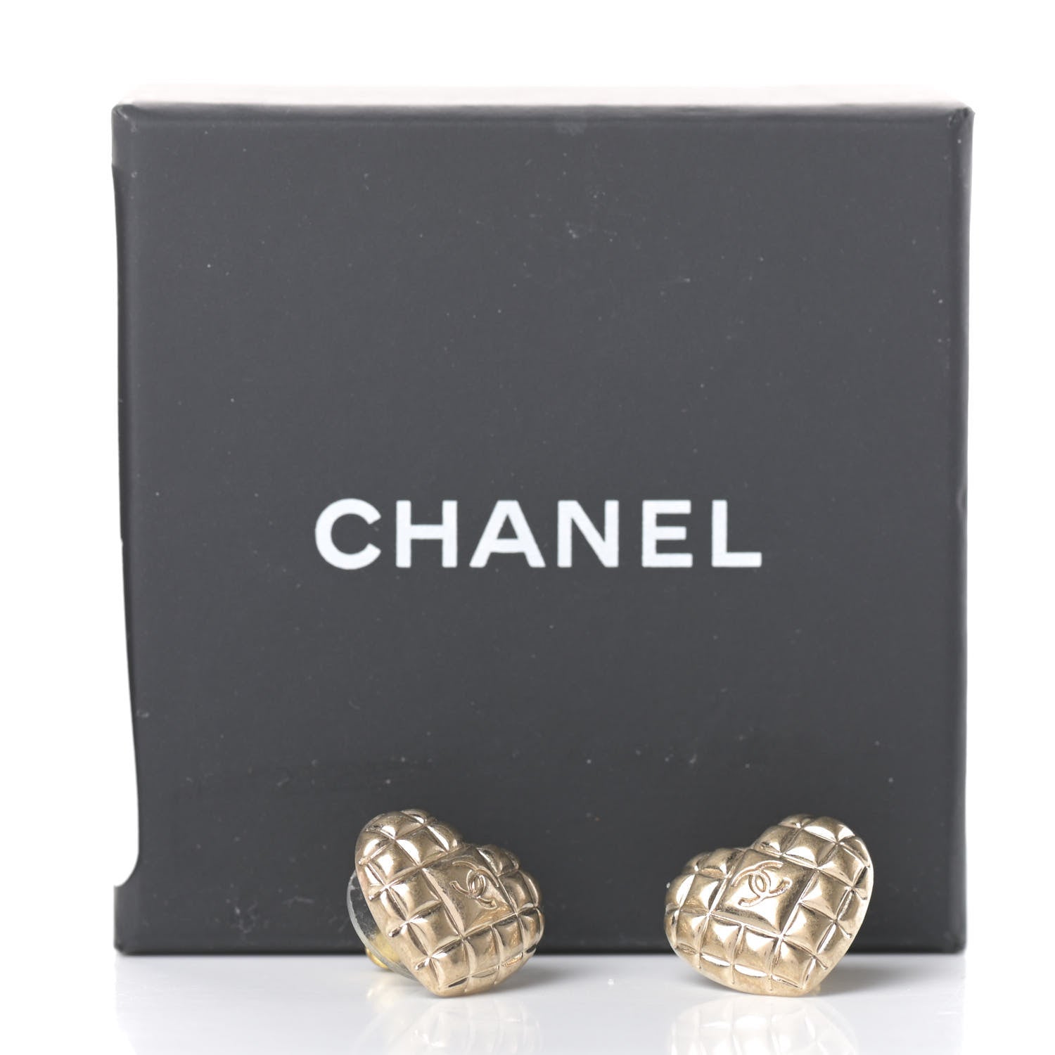 Chanel Quilted CC Heart Earrings Gold 5 of 5