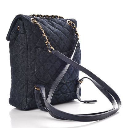 Chanel Washed Denim Quilted Small Urban Spirit Backpack Dark Blue 3 of 9