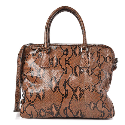 Prada Shiny Python Bauletto Tote Brandy 1 of 11