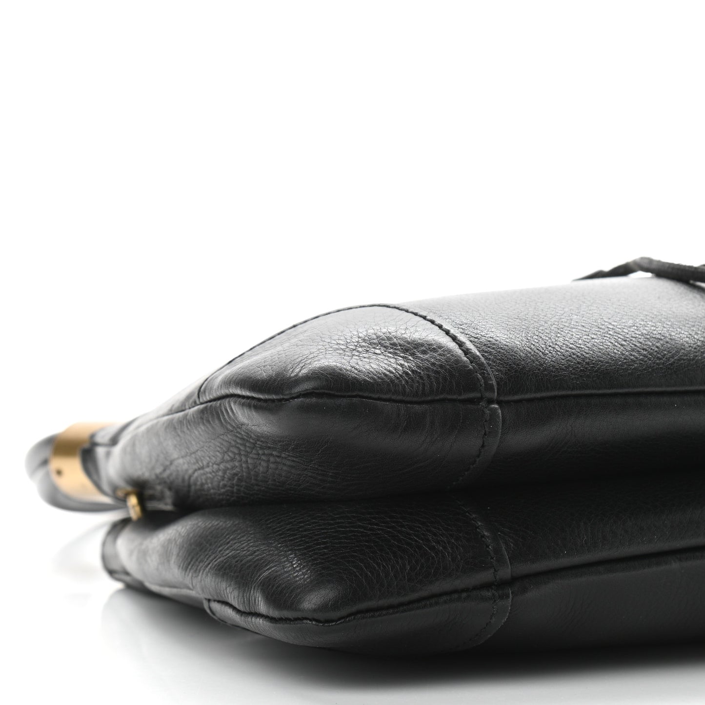 Pebbled Calfskin Drawstring Shoulder Bag Black