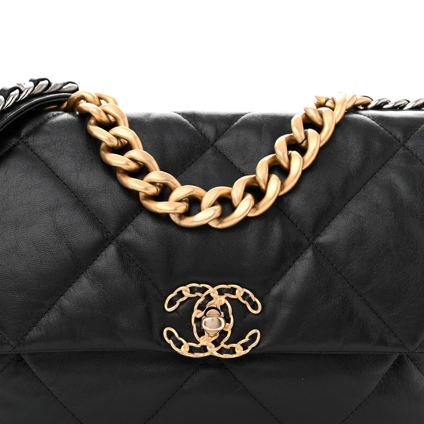Lambskin Quilted Large Chanel 19 Flap Black