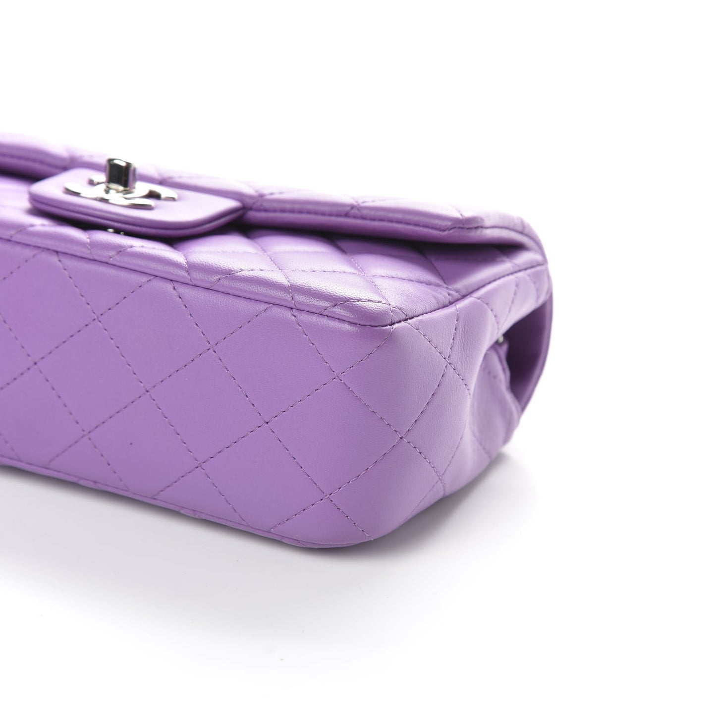 Lambskin Quilted Mini Rectangular Flap Purple