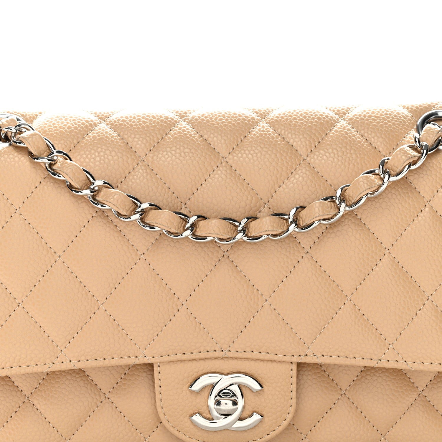 Chanel Caviar Quilted Medium Double Flap Beige 8 of 11