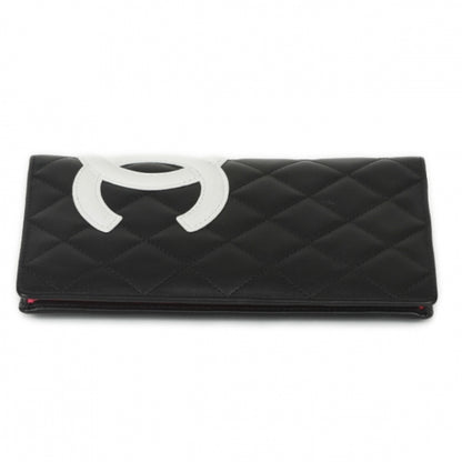 Chanel Calfskin Quilted Cambon Yen Wallet Black White 3 of 12