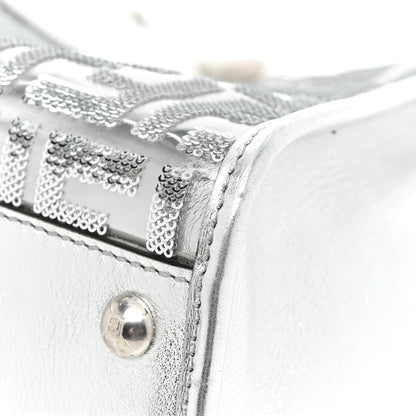 Fendi PVC Vitello Catalan Mirror Sequin FF Medium Peekaboo Iconic Satchel Argento 9 of 12