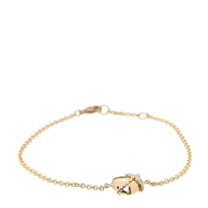 David Yurman 18K Yellow Gold Diamond Le Petit Coeur Sculpted Heart Chain Bracelet 1 of 5