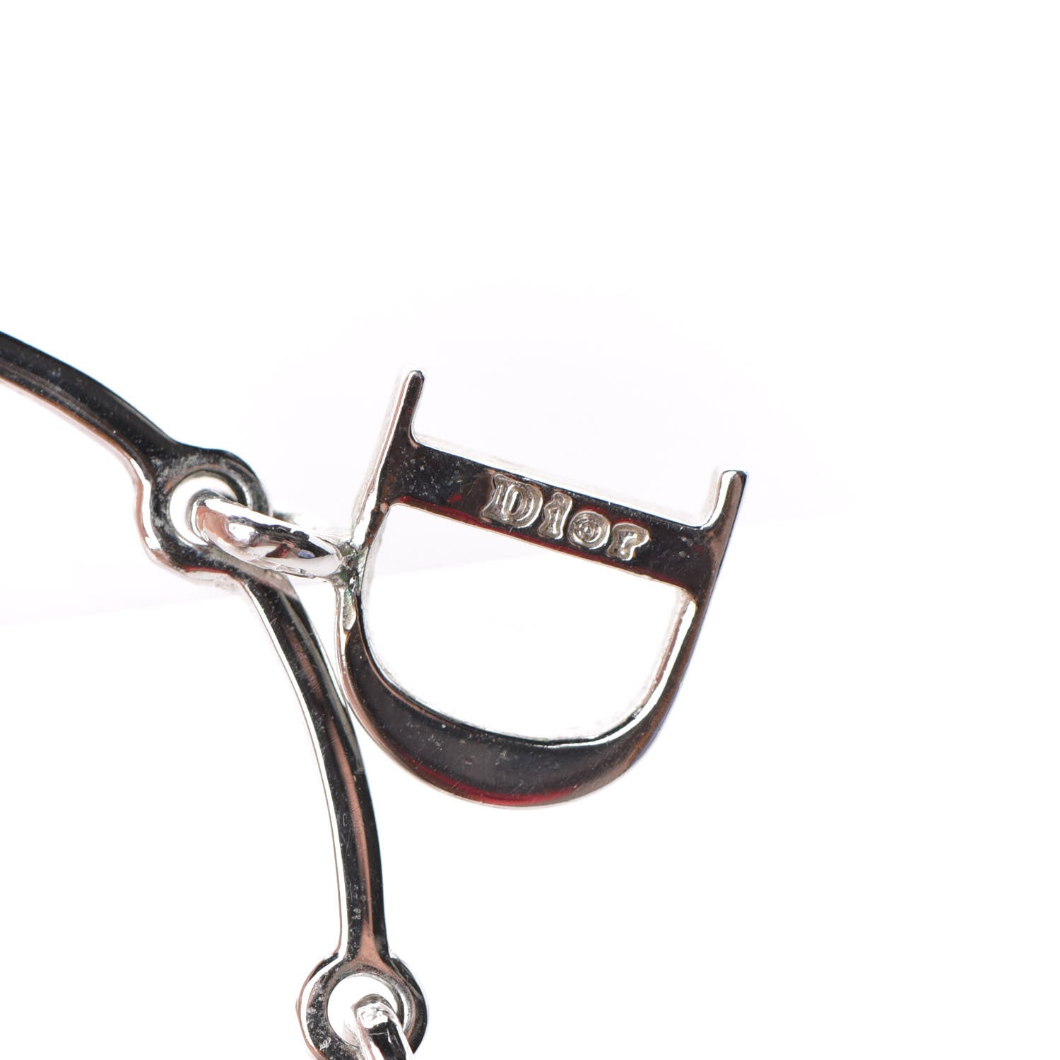 Christian Dior Crystal Logo Hoop Earrings Silver 4 of 4