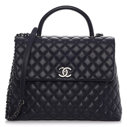 Chanel Caviar Quilted Large Coco Handle Flap Navy 1 of 7