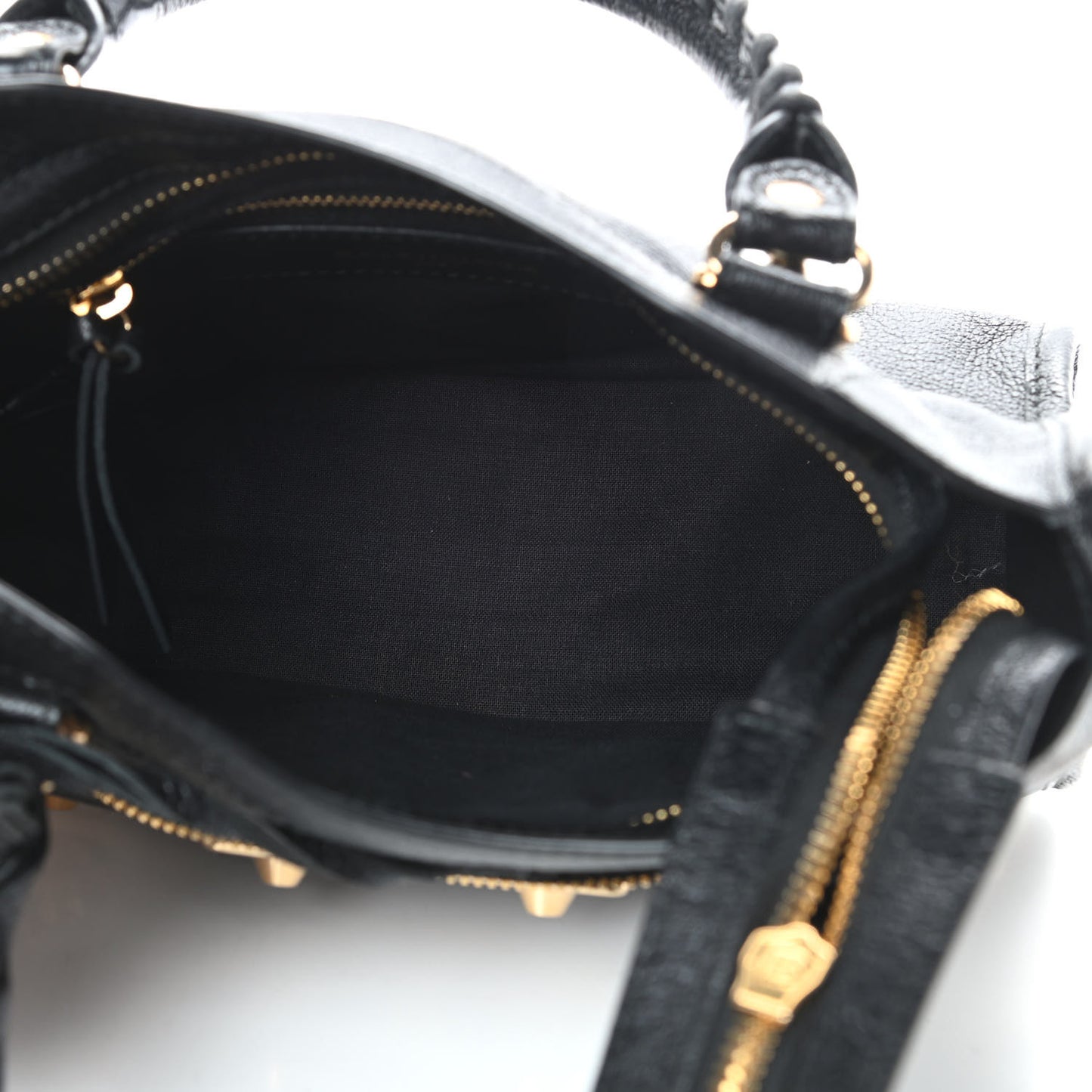 Chevre Gold Metallic Edge Hardware Mini City Black