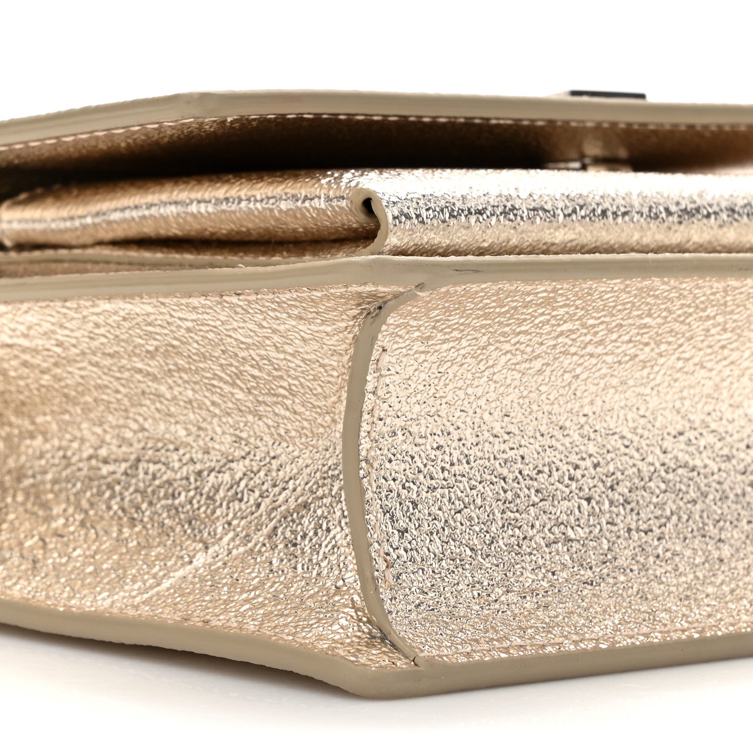 Saint Laurent Metallic Crackled Calfskin Monogram Sunset Chain Wallet Gold 10 of 11
