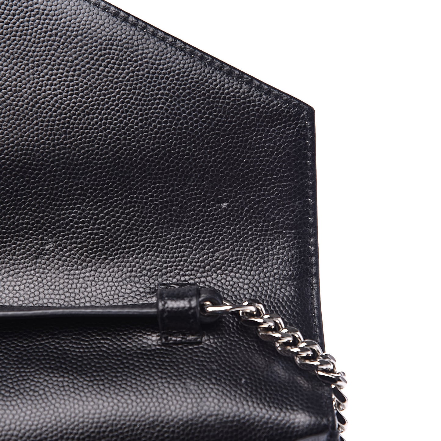 Grain De Poudre Matelasse Chevron Bi-Color Monogram Chain Wallet White Black