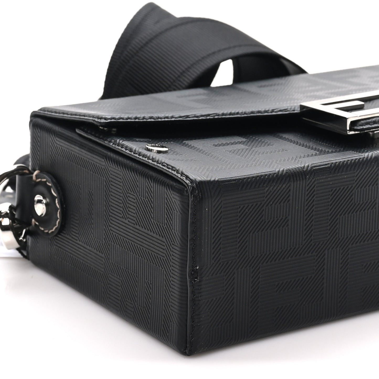 Vitello King FF Lines Embossed Baguette Soft Trunk Black
