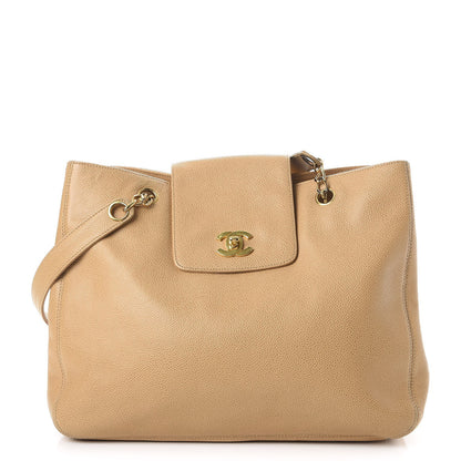 Chanel Caviar CC Shopper Tote Beige 1 of 19